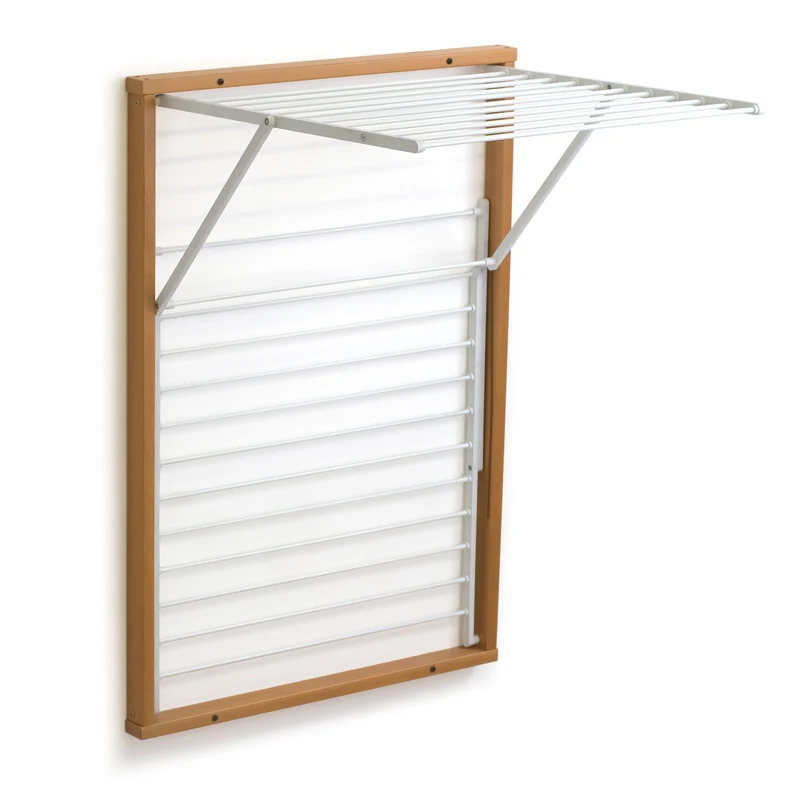 ARIT KORAL – Wandwäscheständer, Wandwäschetrockner, Trockengestell für die Wand, 13 Meter Wäscheleine, inklusive 4 Dübel, Farbe Kirsche