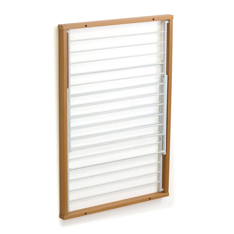 ARIT KORAL – Wandwäscheständer, Wandwäschetrockner, Trockengestell für die Wand, 13 Meter Wäscheleine, inklusive 4 Dübel, Farbe Kirsche
