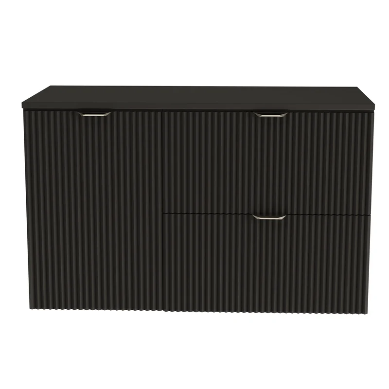 Waschtischunterschrank 100 cm mit Wäschekorb Willy - Schwarz