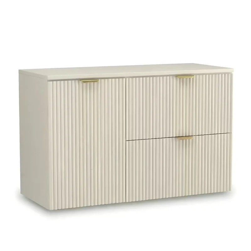 Waschtischunterschrank 100 cm mit Wäschekorb Willy - Kaschmir