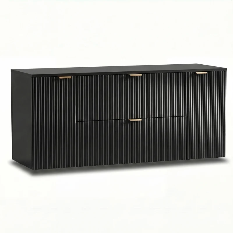 Waschtischunterschrank 140 cm mit 2 Türen und 2 Schubladen Willy - Schwarz