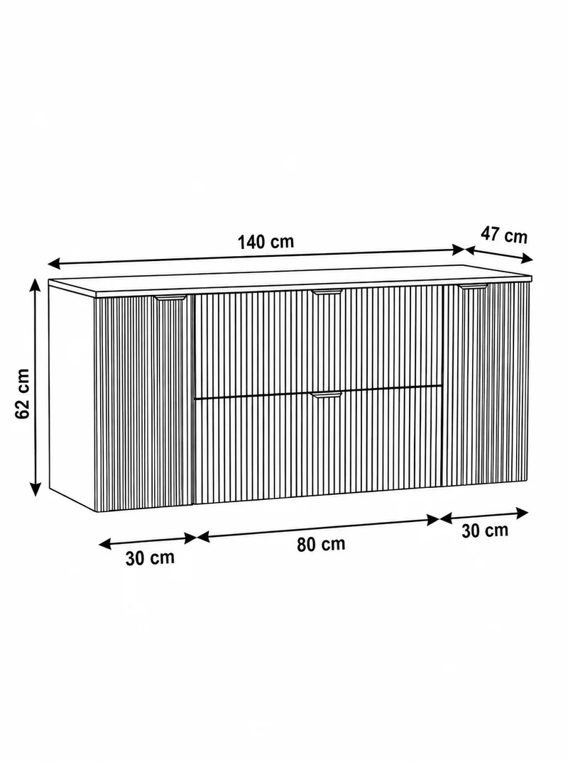 Waschtischunterschrank 140 cm mit 2 Türen und 2 Schubladen Willy - Weiß
