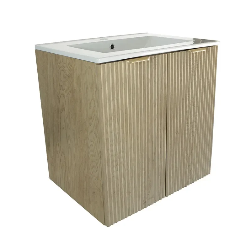 Waschtischunterschrank 60 cm mit Waschbecken, mit Türen Willy - Eiche Cremona