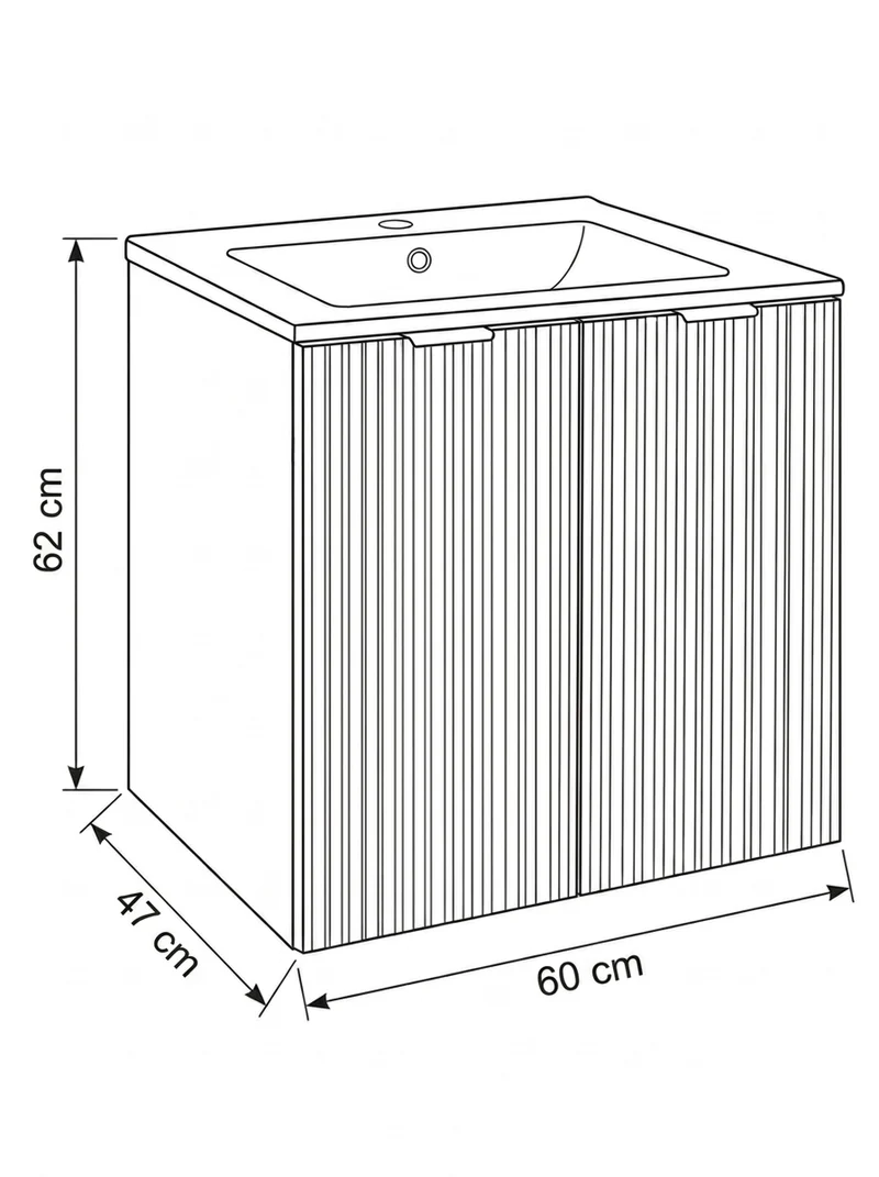 Waschtischunterschrank 60 cm mit Waschbecken, mit Türen Willy - Kaschmir