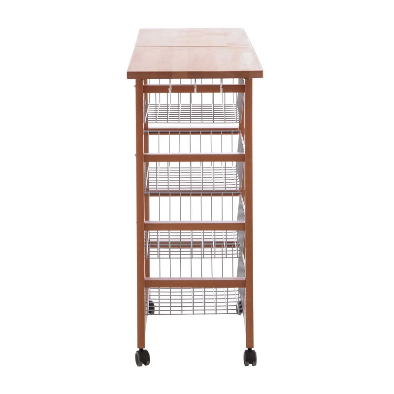 Arit Gastoncino - Küchenwagen mit arbeitsplatte, ausklappbarer Arbeitsplatte 48 bis 96 cm, massiver Buche, Küchenrollwagen, Küchenwagen holz, Kirsche