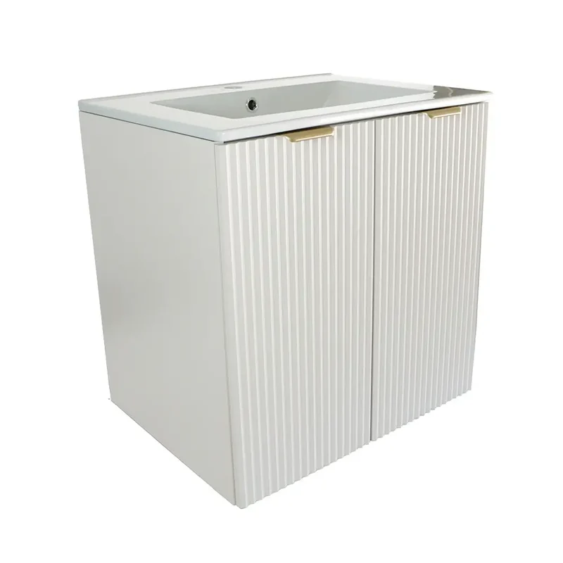 Waschtischunterschrank 60 cm mit Waschbecken, mit Türen Willy - Weiß