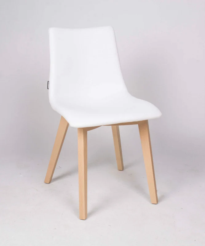 Design Stuhl weiß, Stuhl mit Holzgestell