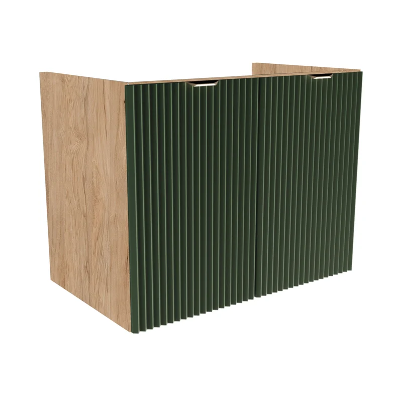 Waschtischunterschrank 80 cm mit Türen, ohne Oberteil Willy - Salbei/Walnuss