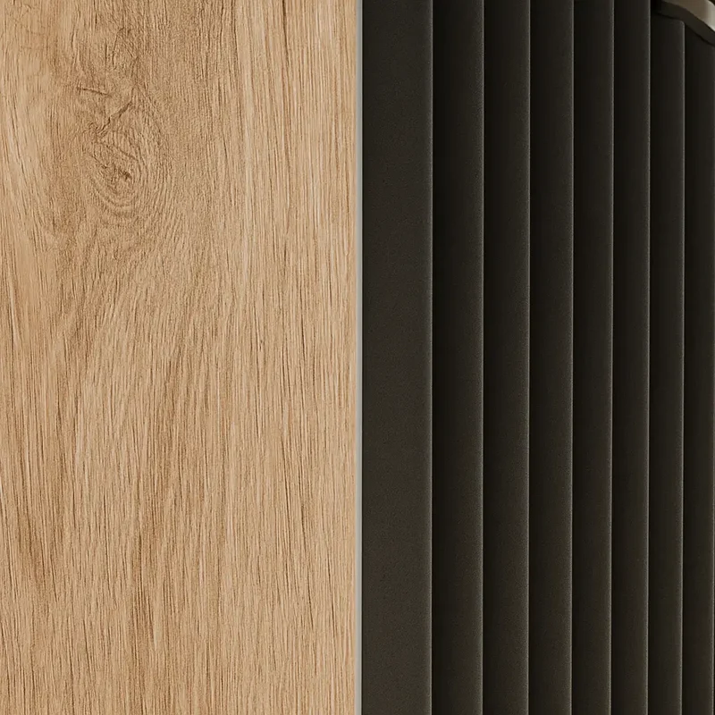 Badezimmerschrank 40 cm mit Wäschekorb Willy - Schwarz/Walnuss
