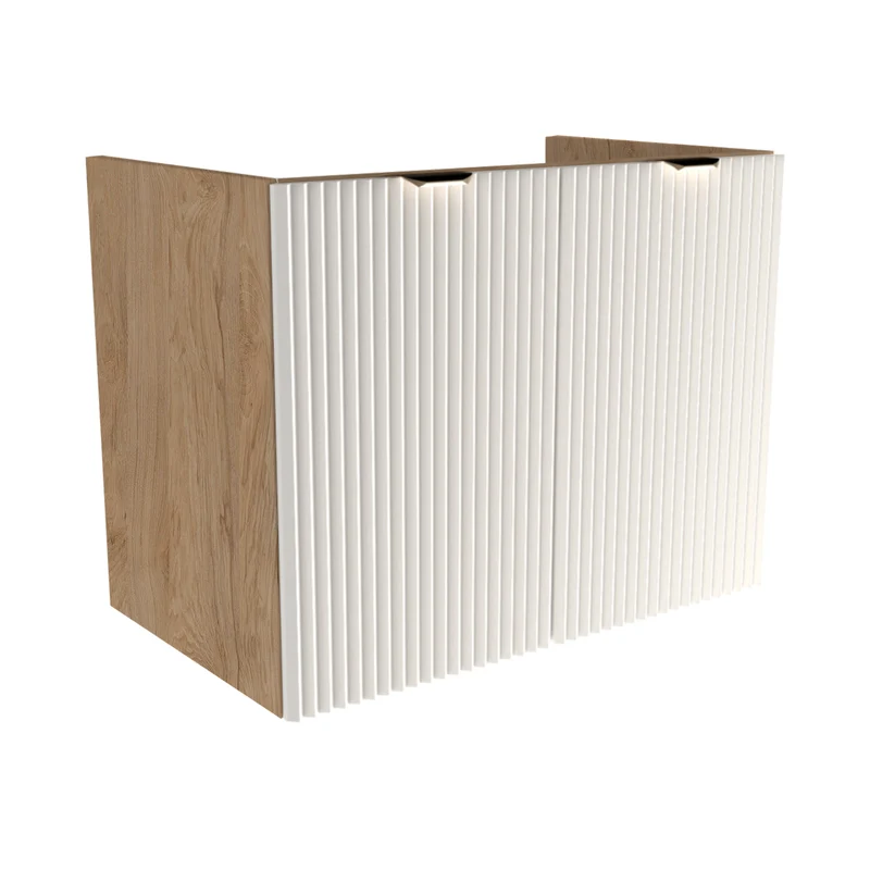 Waschtischunterschrank 80 cm mit Türen, ohne Oberteil Willy - Weiß/Walnuss