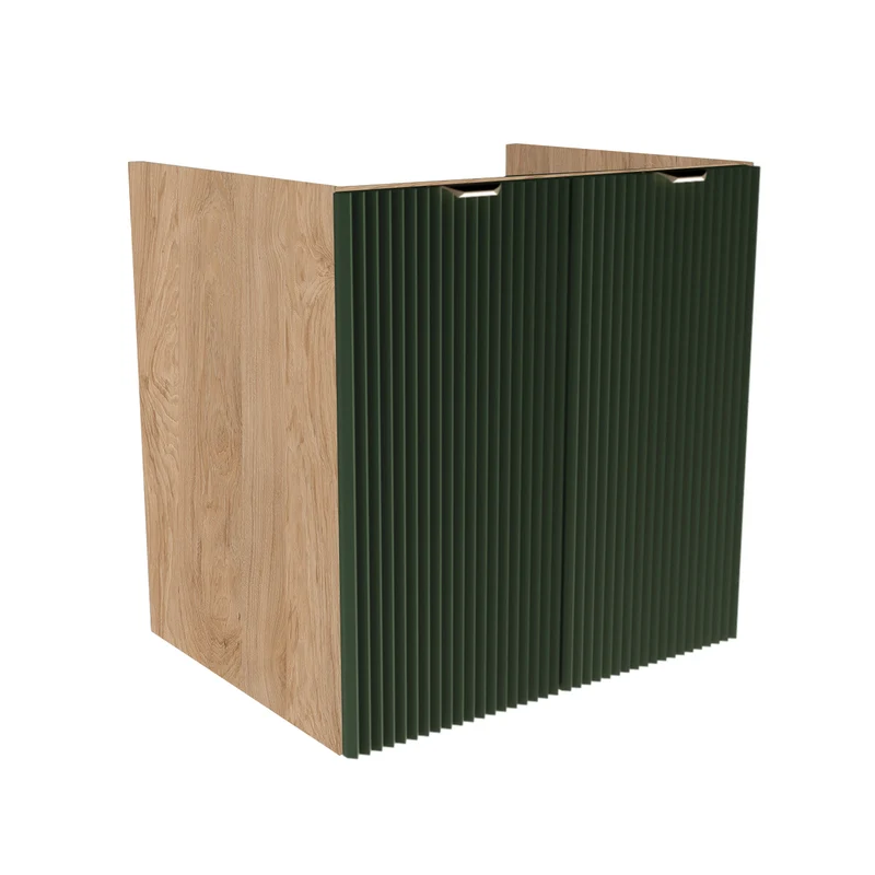 Waschtischunterschrank 60 cm mit Türen, ohne Oberteil Willy - Salbei/Walnuss