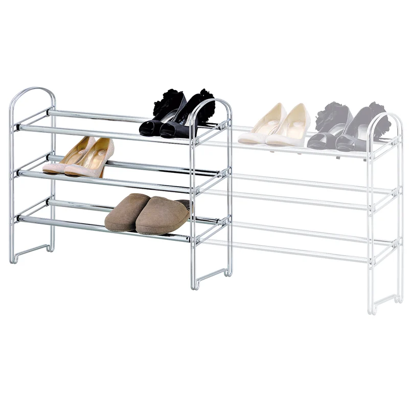 Tatkraft Maestro - Schuhregal, Schwerlast, 3 Etagen, Ausziehbar Länge 64,5 bis 118 cm, Schneller Aufbau, Robust und Stilvoll, aus Stahl
