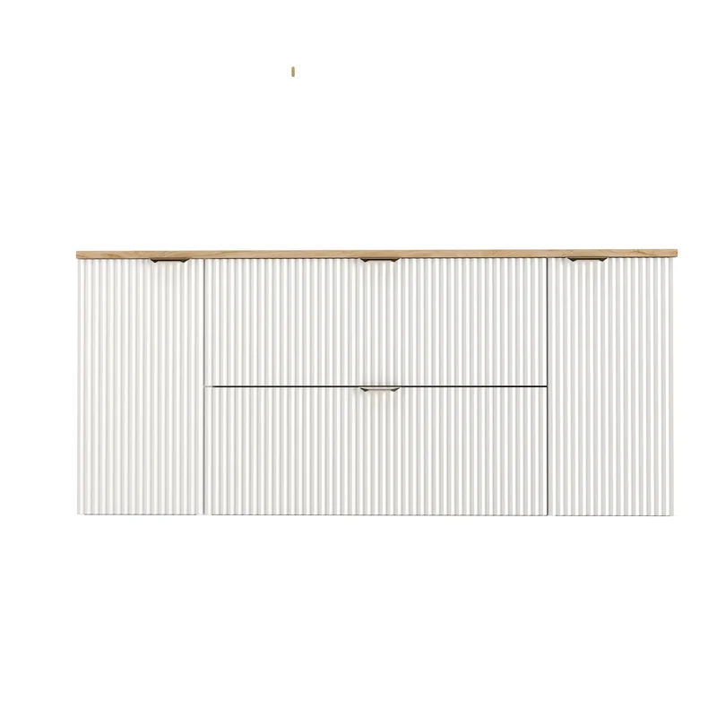 Waschtischunterschrank 140 cm mit 2 Türen und 2 Schubladen Willy - Weiß, Walnussplatte
