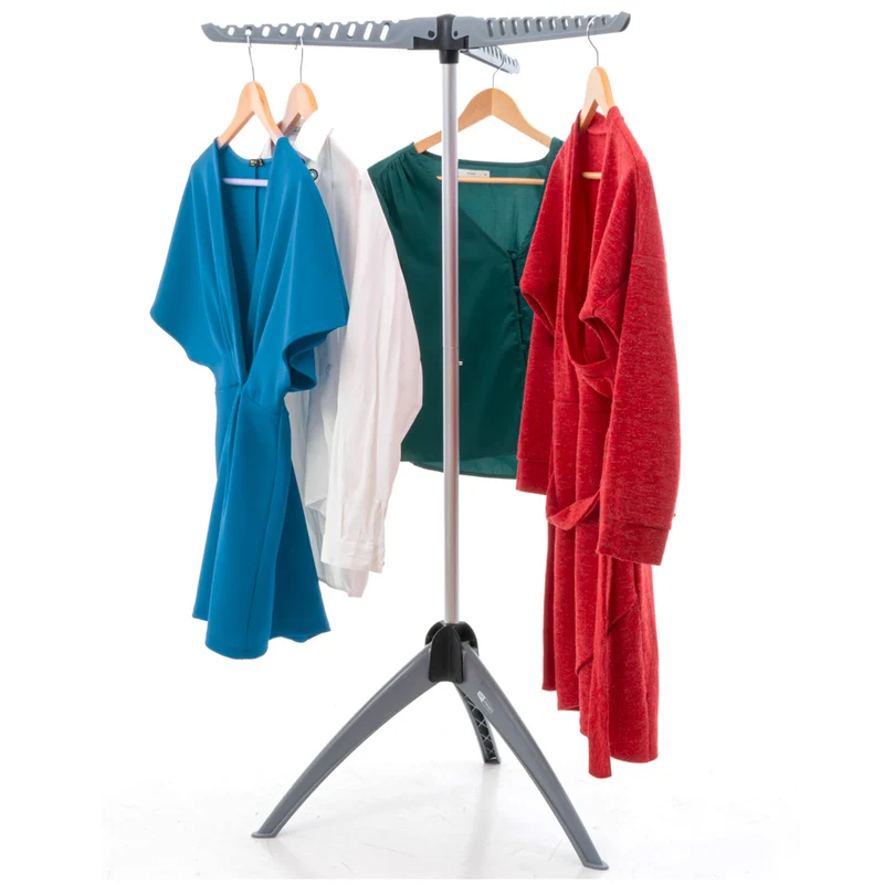 art moon Cedar – Platzsparender, klappbarer Bügelwäscheständer für 63 Kleiderbügel, bis 22 kg, pulverbeschichteter Stahl und ABS, Grau
