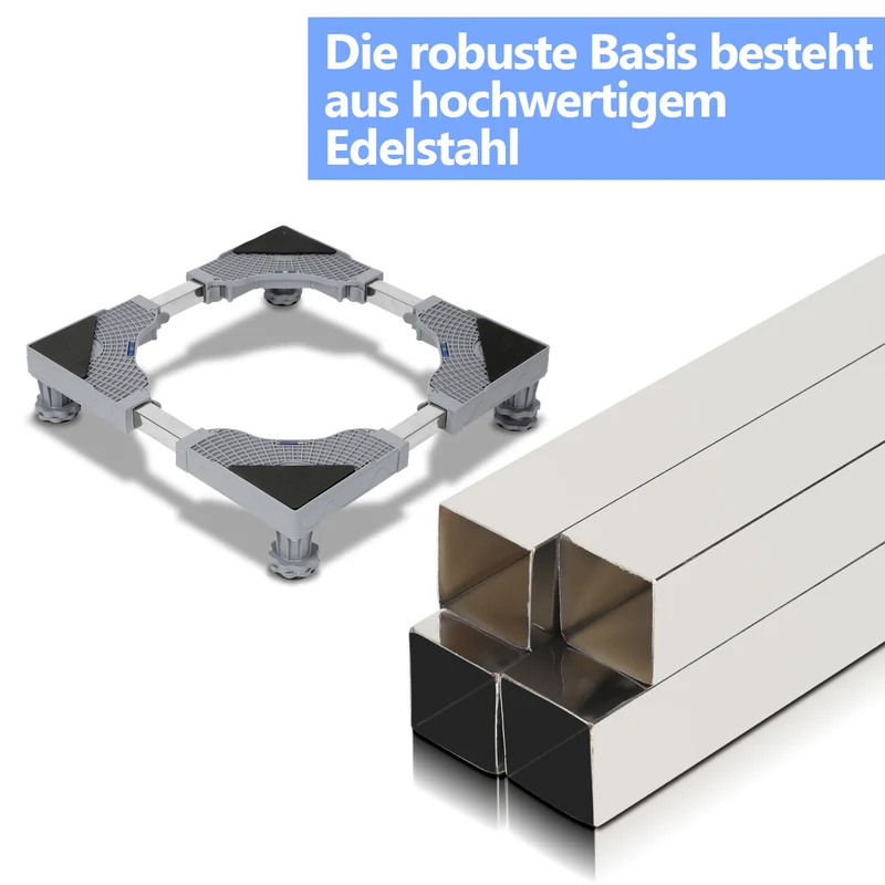 SWANEW Waschmaschinen Untergestell 41-65cm, 4 Füße Untergestell für Waschmaschine,Verstellbare Beweglich Waschmaschine Sockel