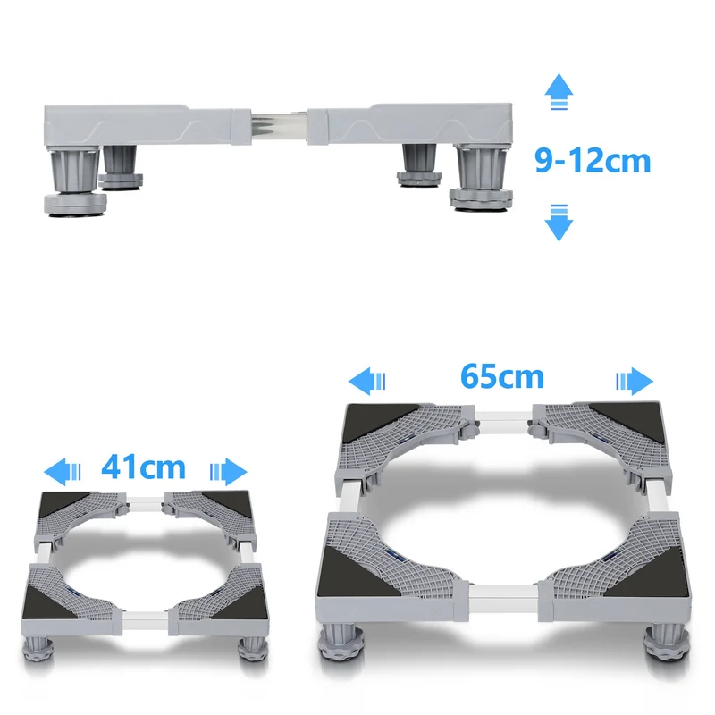 SWANEW Waschmaschinen Untergestell 41-65cm, 4 Füße Untergestell für Waschmaschine,Verstellbare Beweglich Waschmaschine Sockel