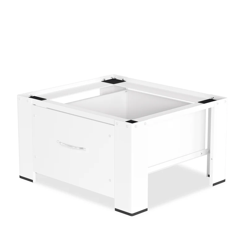 SWANEW Waschmaschinen-Untergestell mit Schublade – Verstellbares Universal-Podest 62.5x54.5x32.5cm für Waschmaschine & Trockner – Rutschfest & Stabil