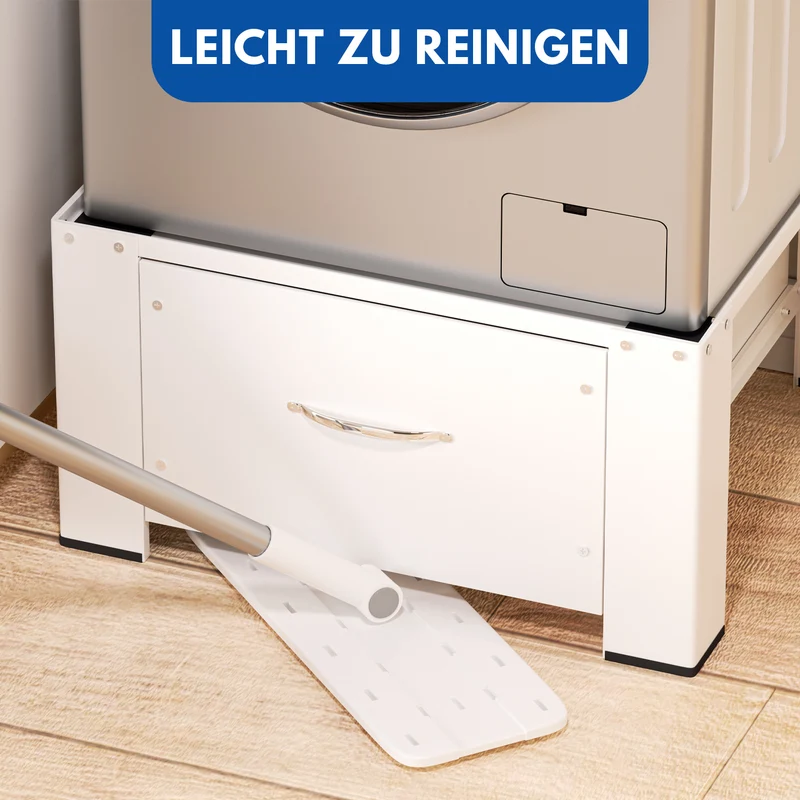 SWANEW Waschmaschinen-Untergestell mit Schublade – Verstellbares Universal-Podest 62.5x54.5x32.5cm für Waschmaschine & Trockner – Rutschfest & Stabil