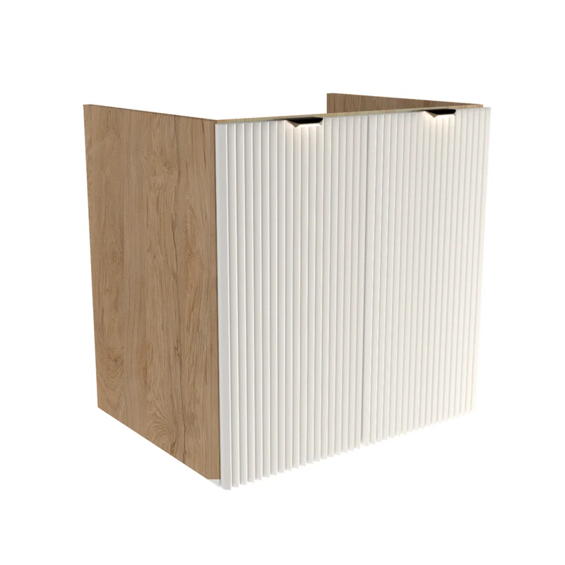Waschtischunterschrank 60 cm mit Türen, ohne Oberteil Willy - Weiß/Walnuss