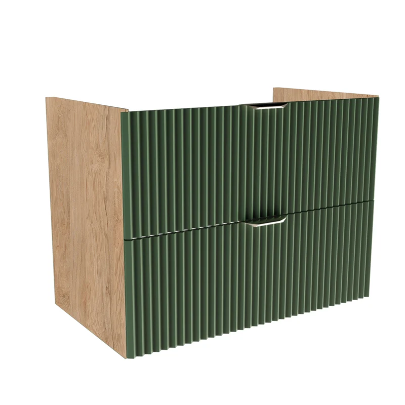 Waschtischunterschrank 80 cm, ohne Oberteil Willy - Salbei/Walnuss