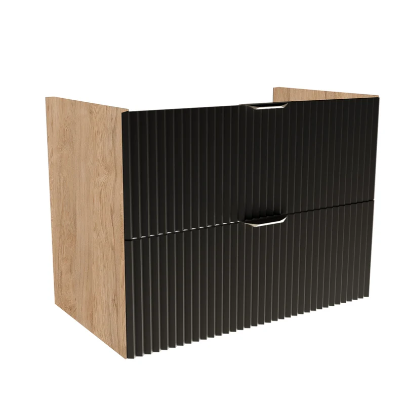 Waschtischunterschrank 80 cm, ohne Oberteil Willy - Schwarz/Walnuss