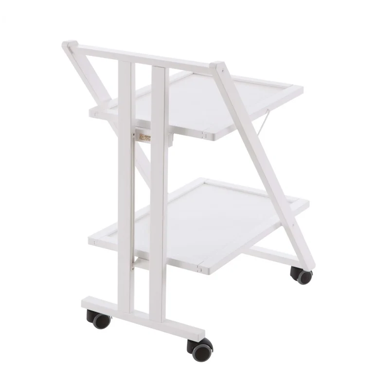 ARIT - Servierwagen Klappbar SIMPATY, servierwagen, Küchenwagen, 2 Ablagen aus kratzfestem Laminat und Struktur aus massivem Buchenholz, Farbe Weiß