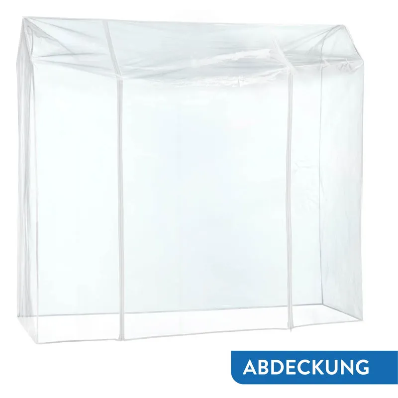 Tatkraft Tiger & Defender, Set, Schwerlast Kleiderständer auf Rollen mit Abdeckung, Faltschrank, Stoffschrank Stabil, 92-160x50x147cm, Verchromt Stahl