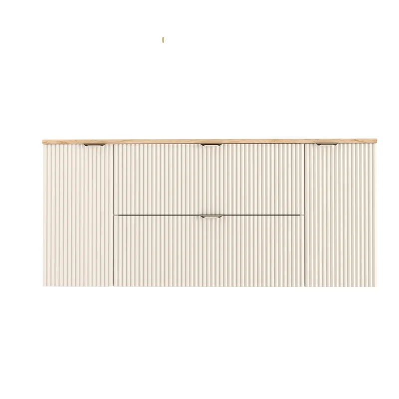 Waschtischunterschrank 140 cm mit 2 Türen und 2 Schubladen Willy - Kaschmir, Walnussplatte