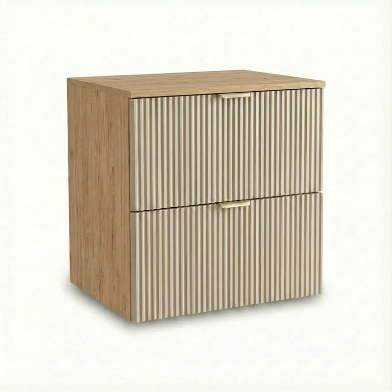 Waschtischunterschrank 140 cm mit Regal Willy - Kaschmir/Walnuss
