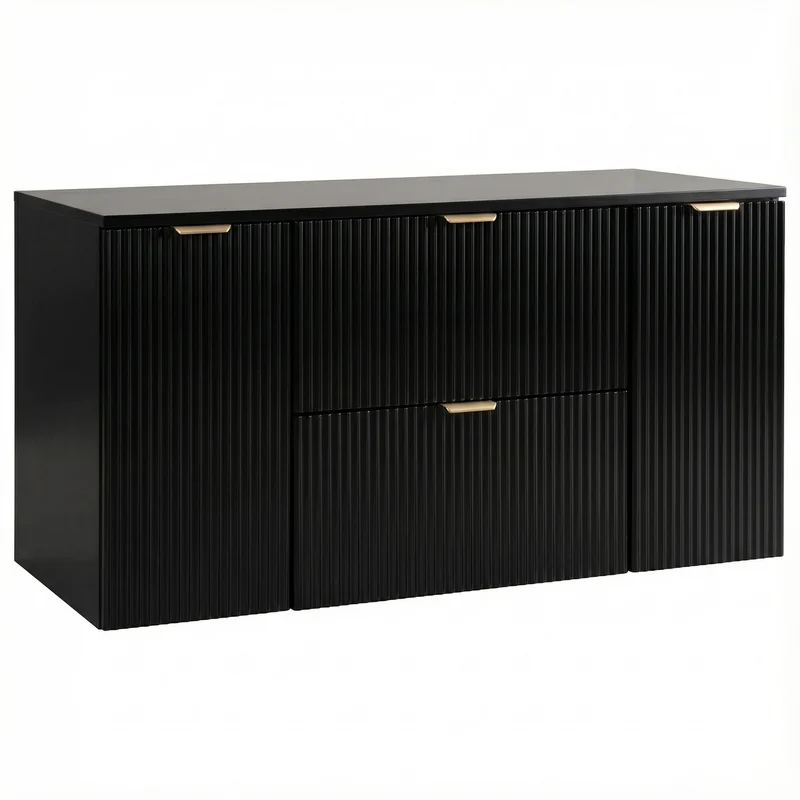 Waschtischunterschrank 120 cm mit 2 Türen und 2 Schubladen Willy - Schwarz