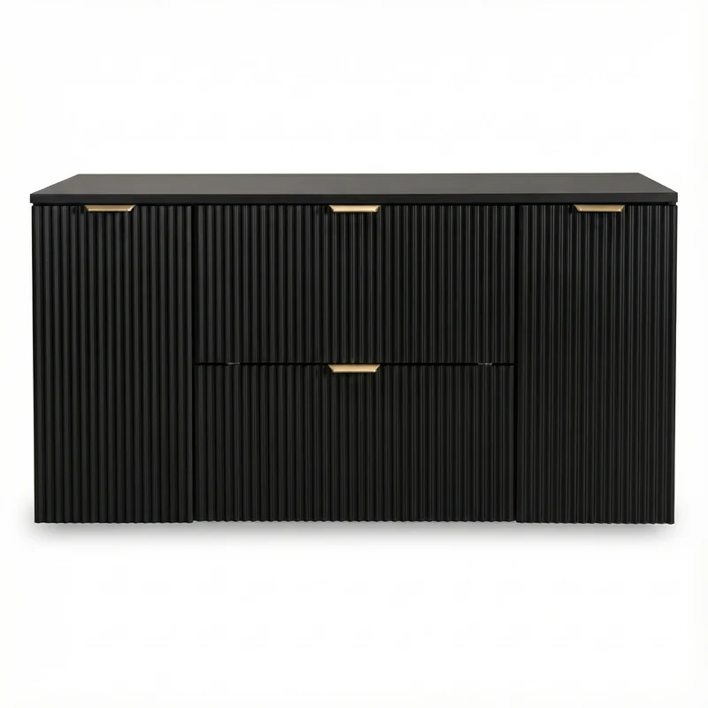 Waschtischunterschrank 120 cm mit 2 Türen und 2 Schubladen Willy - Schwarz