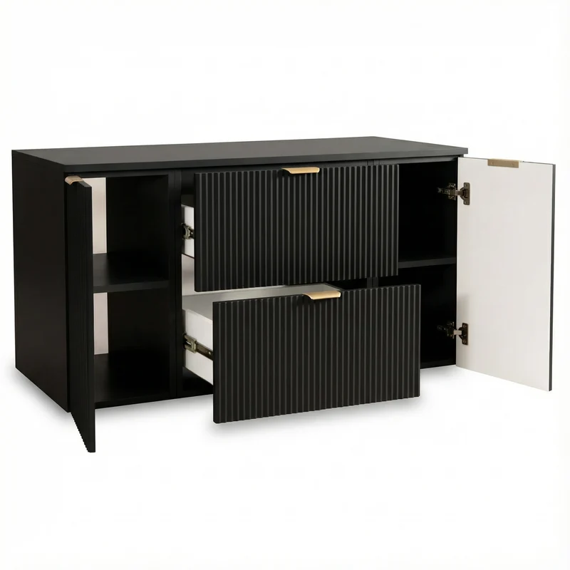 Waschtischunterschrank 120 cm mit 2 Türen und 2 Schubladen Willy - Schwarz