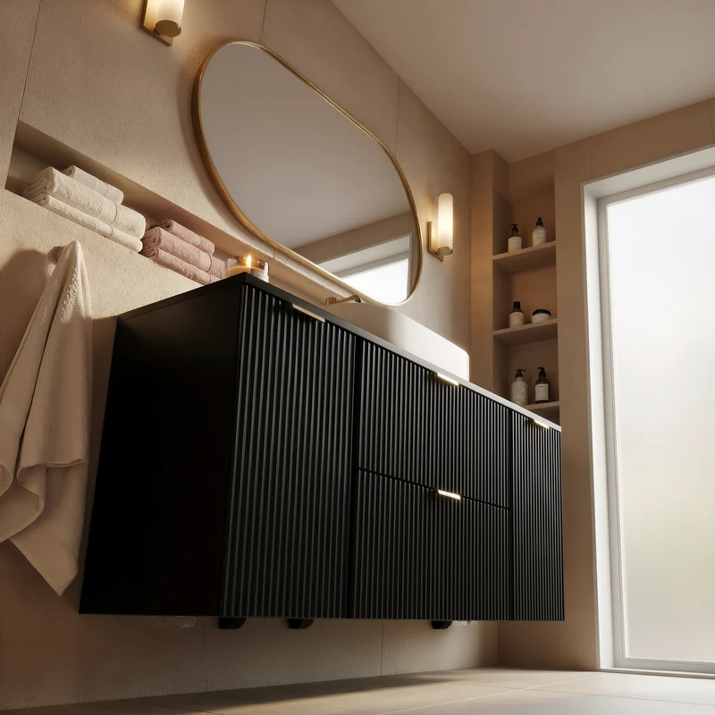 Waschtischunterschrank 120 cm mit 2 Türen und 2 Schubladen Willy - Schwarz