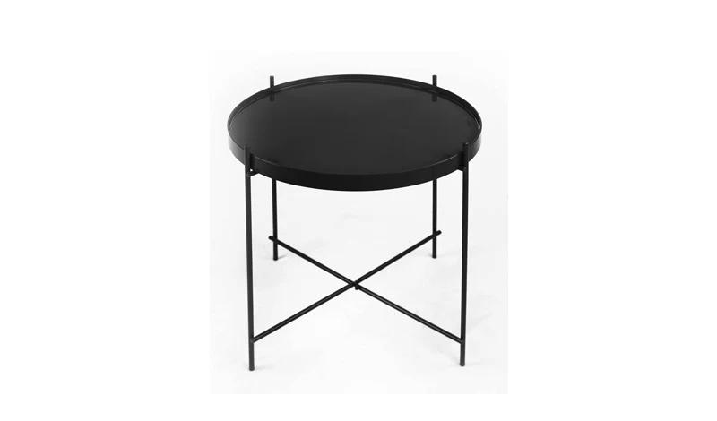Design Beistelltisch aus Glas (abnehmbar), Eisen, schwarz