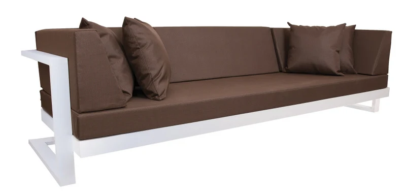 Outdoor Sessel, Farbe weiß-braun, Gartensessel gepolstert