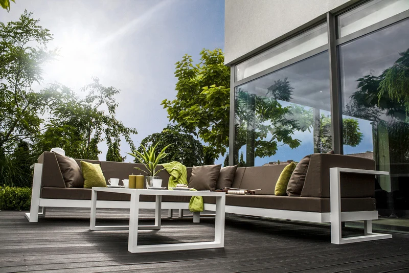 Outdoor Sessel, Farbe weiß-braun, Gartensessel gepolstert