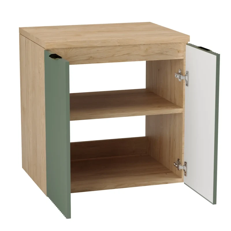 Waschtischunterschrank 60 cm mit Türen Willy - Salbei/Walnuss
