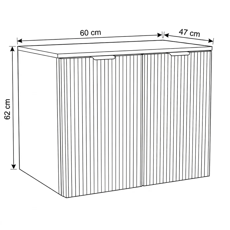 Waschtischunterschrank 60 cm mit Türen Willy - Weiß, Walnussplatte