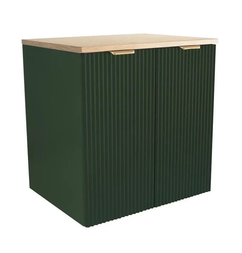 Waschtischunterschrank 60 cm mit Türen Willy - Salbei, Walnussplatte