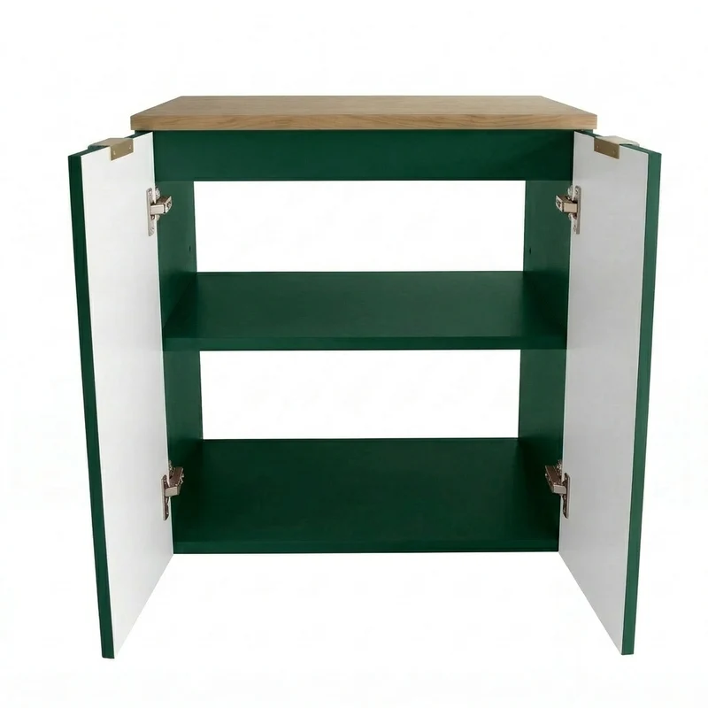Waschtischunterschrank 60 cm mit Türen Willy - Salbei, Walnussplatte