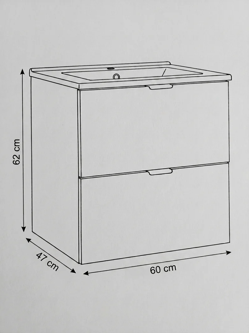 Waschtischunterschrank 60 cm mit Waschbecken Orio - Kaschmir/Eiche artisan