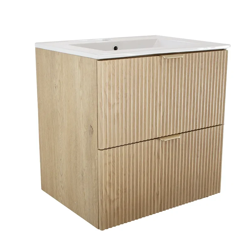 Waschtischunterschrank 60 cm mit Waschbecken Willy - Eiche Cremona
