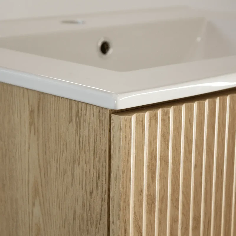 Waschtischunterschrank 60 cm mit Waschbecken Willy - Eiche Cremona