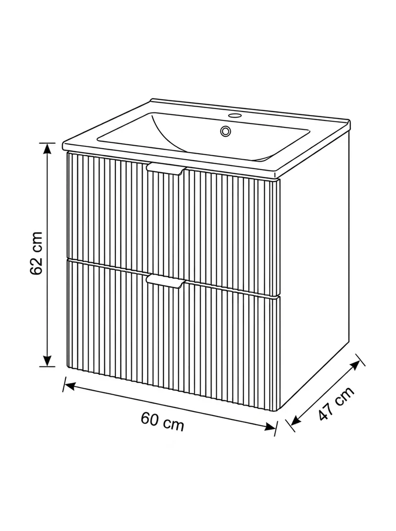 Waschtischunterschrank 60 cm mit Waschbecken Willy - Weiß