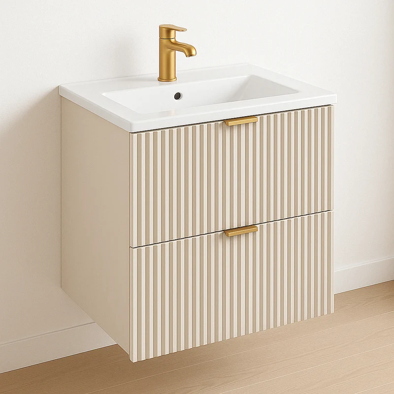 Waschtischunterschrank 60 cm mit Waschbecken Willy - Kaschmir
