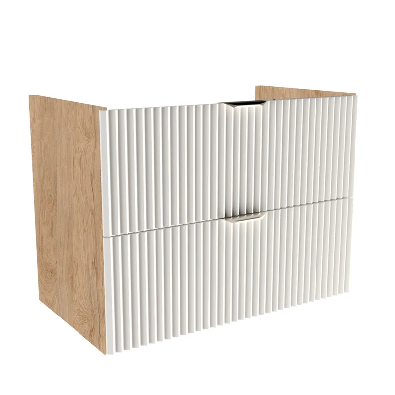 Waschtischunterschrank 80 cm, ohne Oberteil Willy - Weiß/Walnuss
