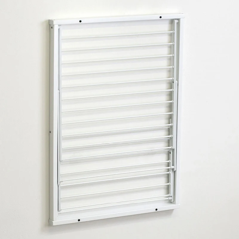 ARIT KEVIN – Wandwäscheständer, Wandwäschetrockner, Trockengestell für die Wand, 11 Meter Wäscheleine, inkl. 4 Dübel, Farbe Weiß lackiert