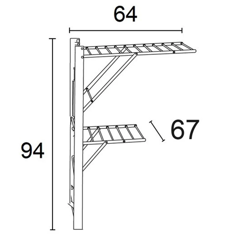ARIT KEVIN – Wandwäscheständer, Wandwäschetrockner, Trockengestell für die Wand, 11 Meter Wäscheleine, inkl. 4 Dübel, Farbe Weiß lackiert