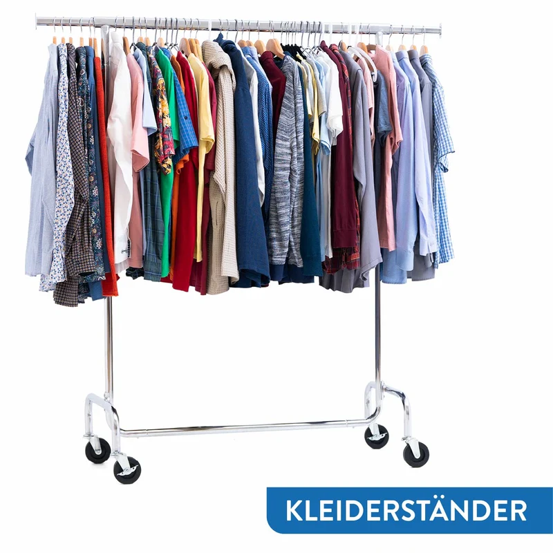 Tatkraft Didrik & Schild – Schwerlast-Kleiderständer auf Rollen, bis 130 kg, Kleiderständer mit Schutzhülle, Faltschrank Stabil, Montage in 1 Min