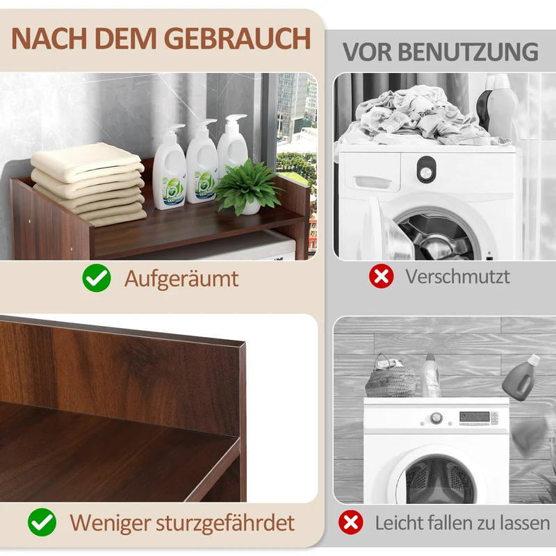 SWANEW Waschmaschinenschrank für Waschmaschine Wäschetrockner, Waschmaschinenschrank Überbauschrank, Waschmaschinenregal